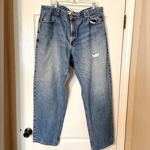 Harley Davidson Jeans Blue Straight Biker Medium Wash Size 42x32 Denim Moto